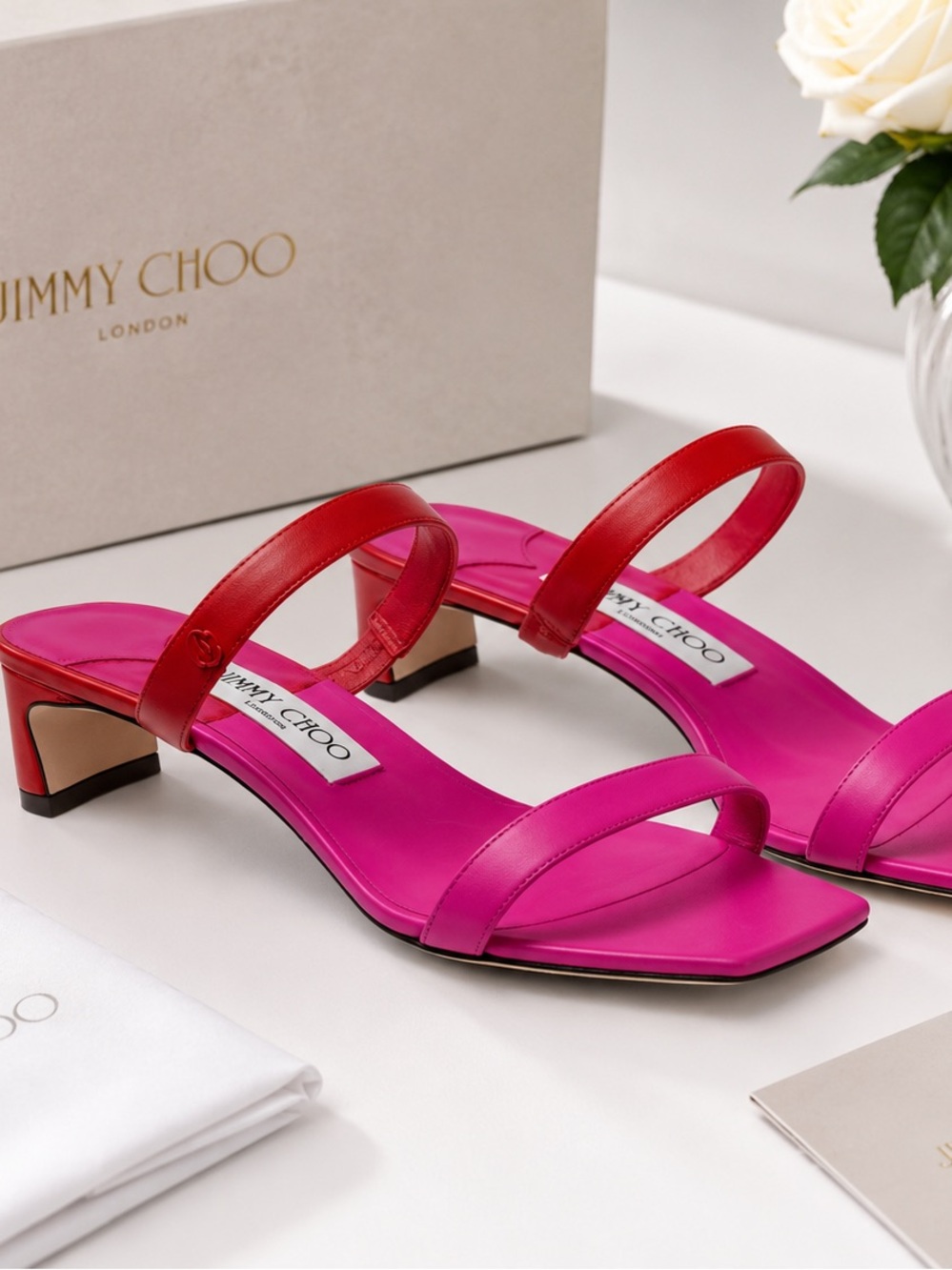 Jimmy Choo Women's Kyda 36 Color Block Slide Sandals NWT